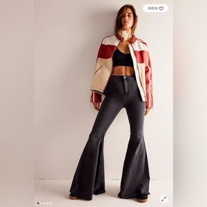 We The Free Just Float On Flare Jeans Washed Black/Charcoal 31 short